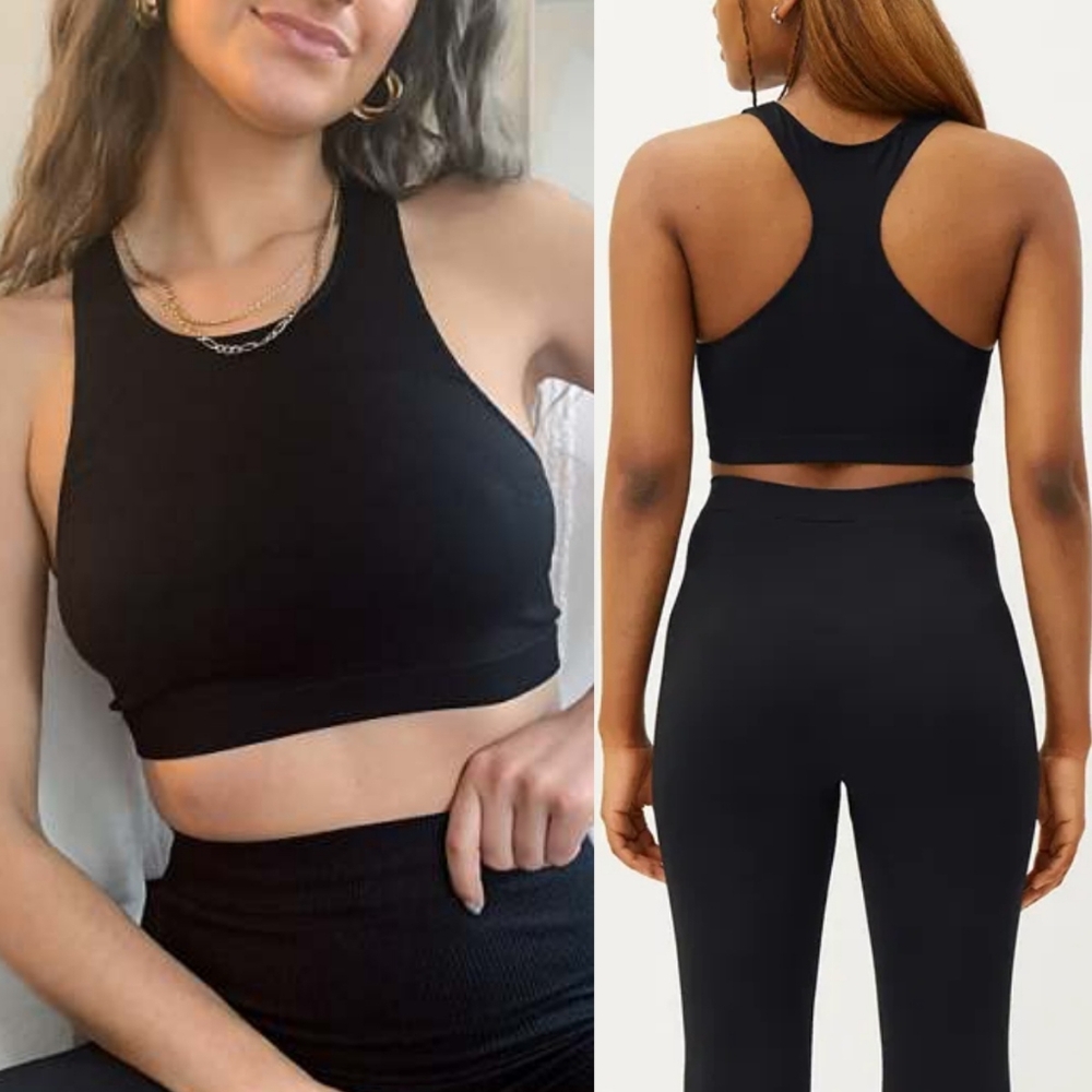 NWT Weekday Cilli Seamless Black Yoga Bra Top M
